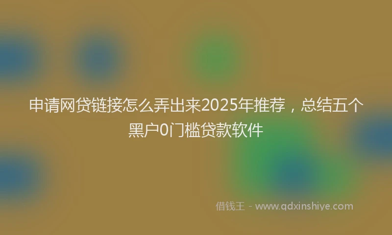 申请网贷链接怎么弄出来2025年推荐，总结五个黑户0门槛贷款软件