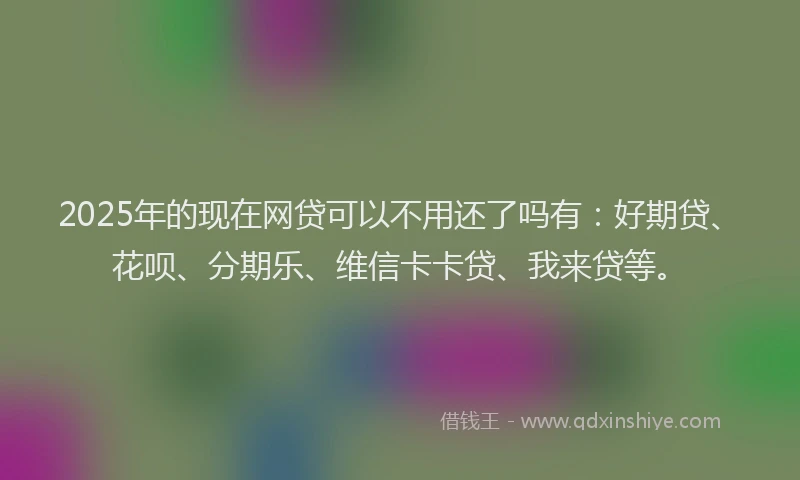 2025年的现在网贷可以不用还了吗有：好期贷、花呗、分期乐、维信卡卡贷、我来贷等。