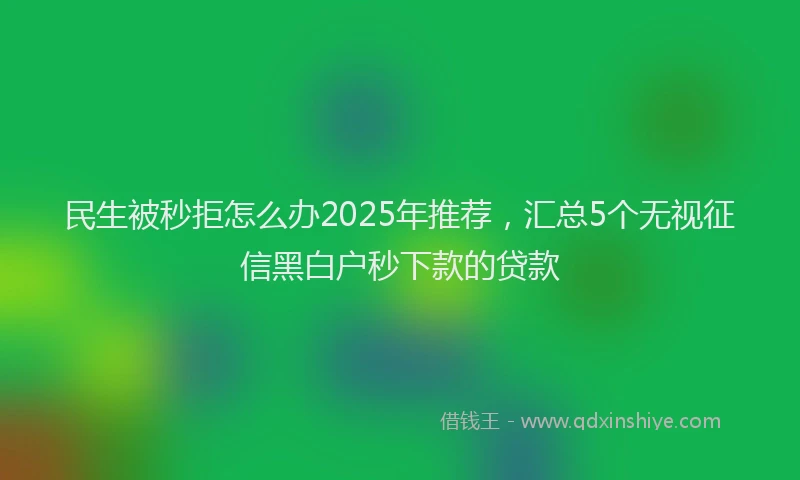 民生被秒拒怎么办2025年推荐，汇总5个无视征信黑白户秒下款的贷款
