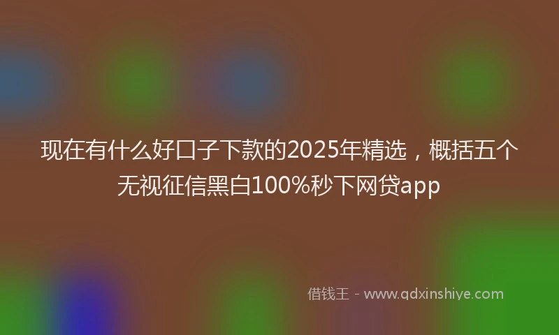 现在有什么好口子下款的2025年精选，概括五个无视征信黑白100%秒下网贷app
