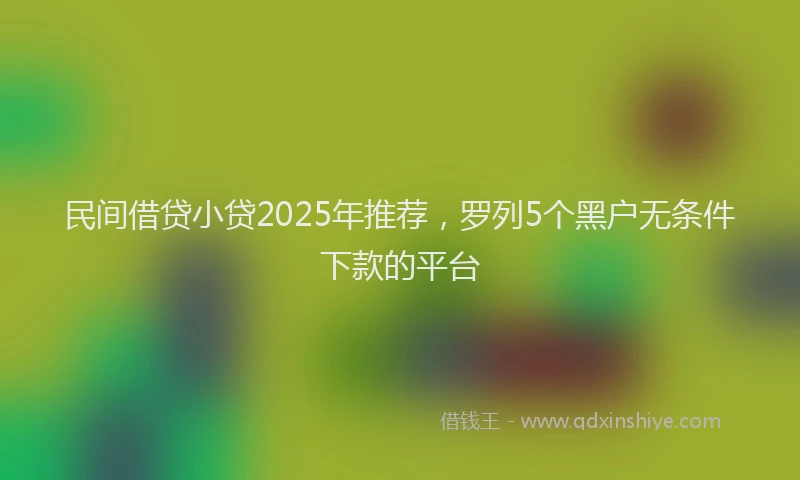 民间借贷小贷2025年推荐，罗列5个黑户无条件下款的平台