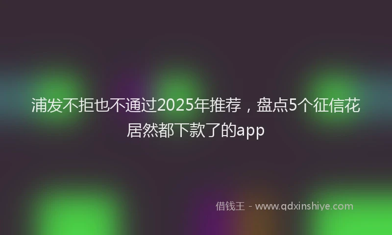 浦发不拒也不通过2025年推荐，盘点5个征信花居然都下款了的app