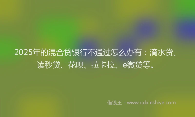 2025年的混合贷银行不通过怎么办有：滴水贷、读秒贷、花呗、拉卡拉、e微贷等。