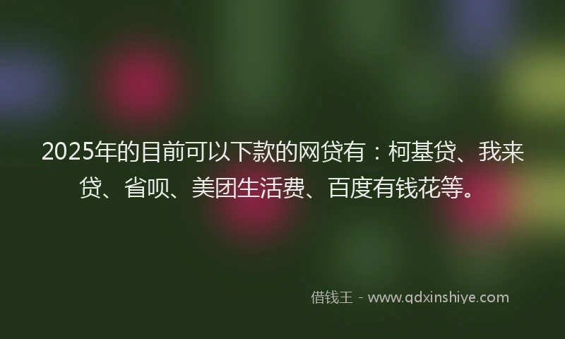 2025年的目前可以下款的网贷有：柯基贷、我来贷、省呗、美团生活费、百度有钱花等。