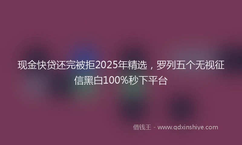 现金快贷还完被拒2025年精选，罗列五个无视征信黑白100%秒下平台