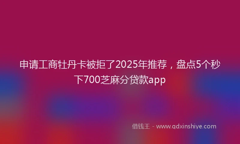 申请工商牡丹卡被拒了2025年推荐，盘点5个秒下700芝麻分贷款app