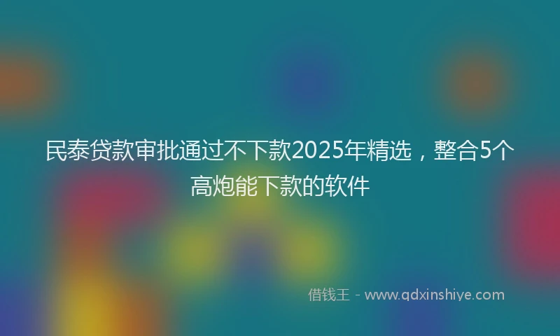 民泰贷款审批通过不下款2025年精选，整合5个高炮能下款的软件