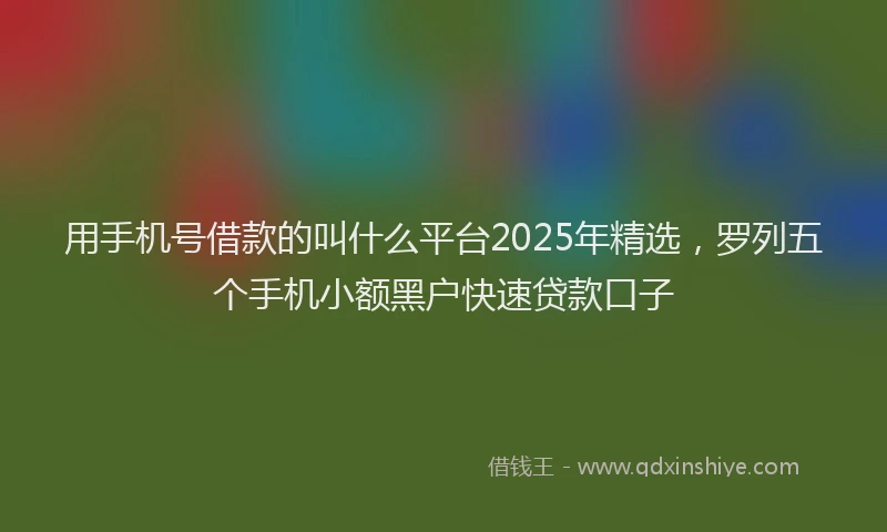 用手机号借款的叫什么平台2025年精选，罗列五个手机小额黑户快速贷款口子