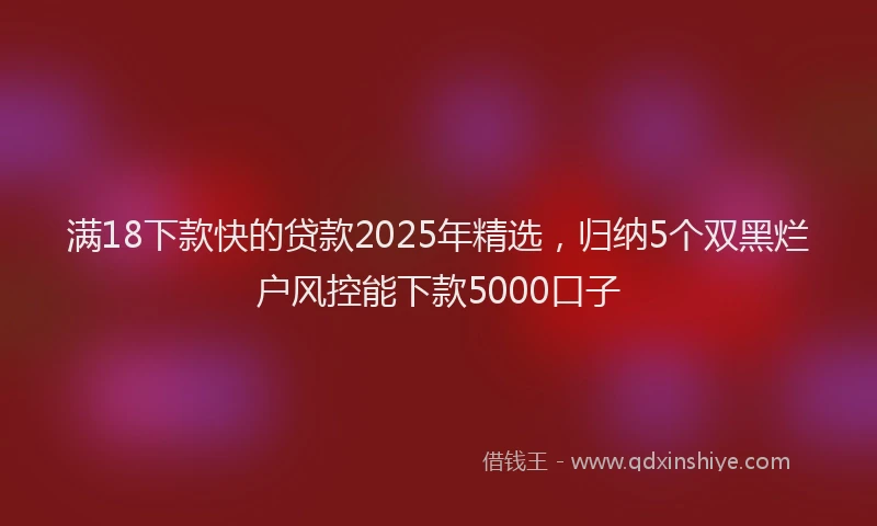 满18下款快的贷款2025年精选，归纳5个双黑烂户风控能下款5000口子