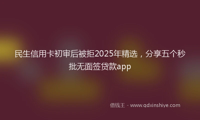 民生信用卡初审后被拒2025年精选，分享五个秒批无面签贷款app