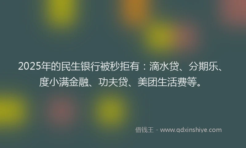 2025年的民生银行被秒拒有：滴水贷、分期乐、度小满金融、功夫贷、美团生活费等。