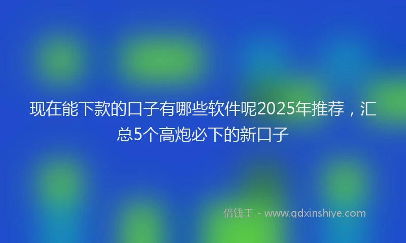 现在能下款的口子有哪些软件呢2025年推荐，汇总5个高炮必下的新口子