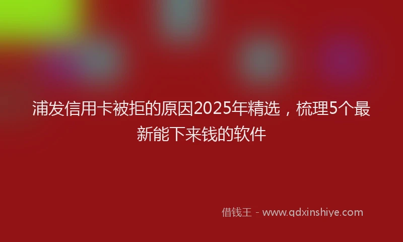 浦发信用卡被拒的原因2025年精选，梳理5个最新能下来钱的软件
