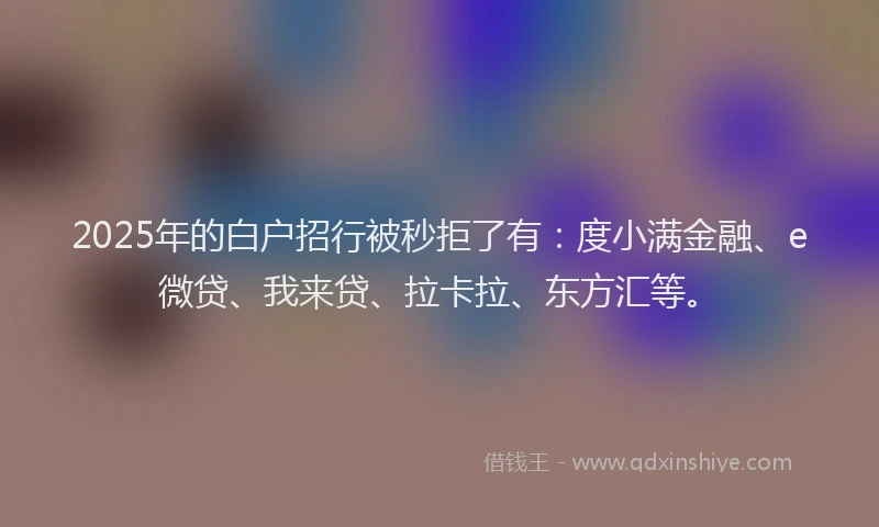2025年的白户招行被秒拒了有：度小满金融、e微贷、我来贷、拉卡拉、东方汇等。