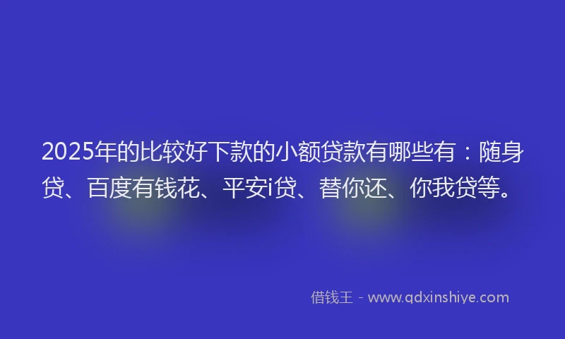 2025年的比较好下款的小额贷款有哪些有：随身贷、百度有钱花、平安i贷、替你还、你我贷等。