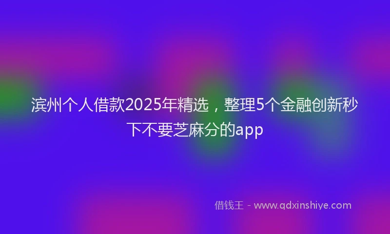 滨州个人借款2025年精选，整理5个金融创新秒下不要芝麻分的app