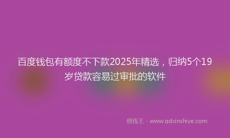 百度钱包有额度不下款2025年精选，归纳5个19岁贷款容易过审批的软件