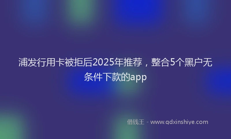 浦发行用卡被拒后2025年推荐，整合5个黑户无条件下款的app