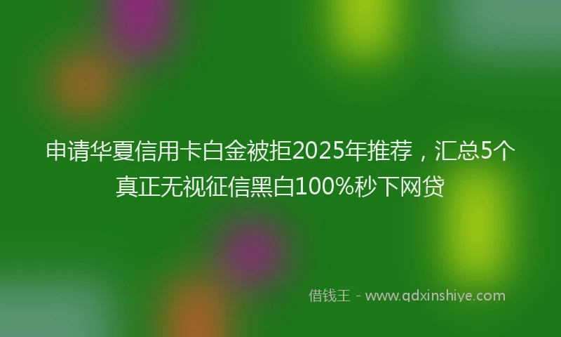 申请华夏信用卡白金被拒2025年推荐，汇总5个真正无视征信黑白100%秒下网贷