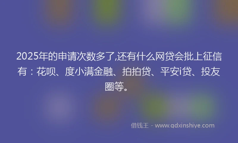 2025年的申请次数多了,还有什么网贷会批上征信有：花呗、度小满金融、拍拍贷、平安i贷、投友圈等。