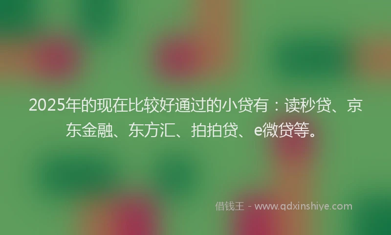 2025年的现在比较好通过的小贷有：读秒贷、京东金融、东方汇、拍拍贷、e微贷等。