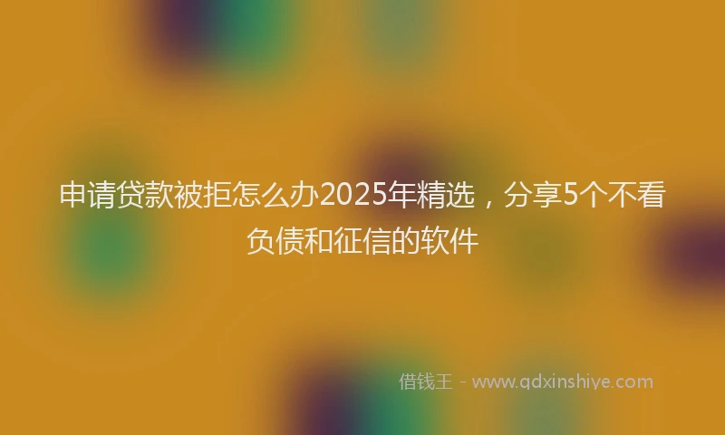 申请贷款被拒怎么办2025年精选，分享5个不看负债和征信的软件