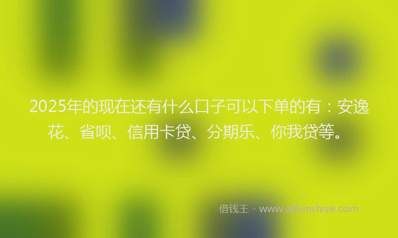 2025年的现在还有什么口子可以下单的有：安逸花、省呗、信用卡贷、分期乐、你我贷等。