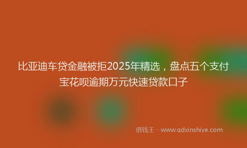 比亚迪车贷金融被拒2025年精选，盘点五个支付宝花呗逾期万元快速贷款口子
