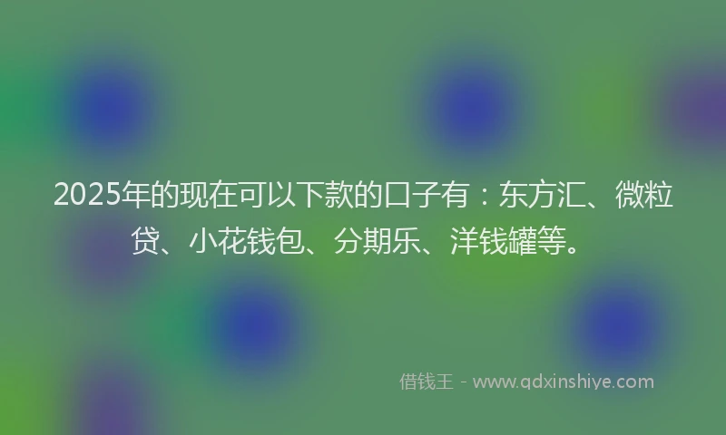 2025年的现在可以下款的口子有：东方汇、微粒贷、小花钱包、分期乐、洋钱罐等。