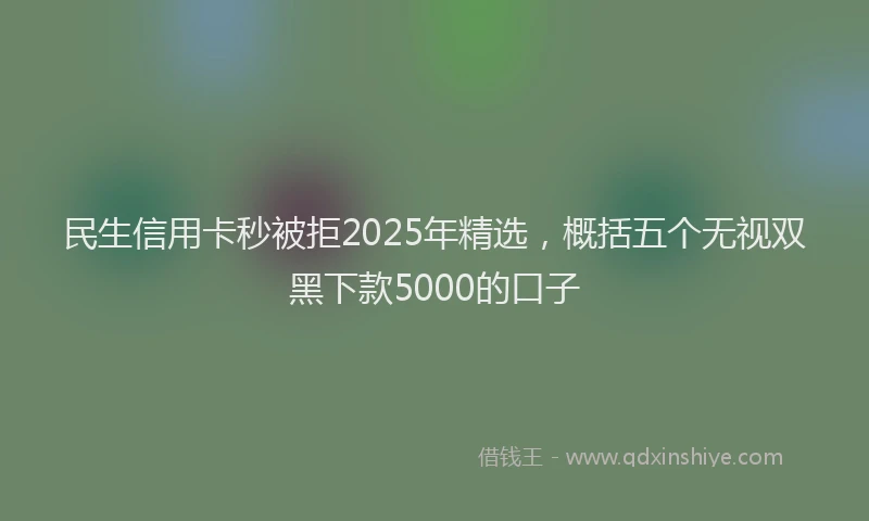 民生信用卡秒被拒2025年精选，概括五个无视双黑下款5000的口子