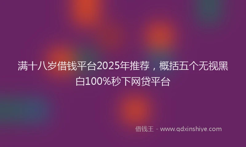 满十八岁借钱平台2025年推荐，概括五个无视黑白100%秒下网贷平台