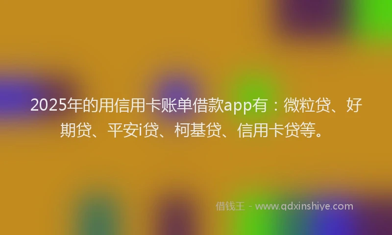 2025年的用信用卡账单借款app有：微粒贷、好期贷、平安i贷、柯基贷、信用卡贷等。