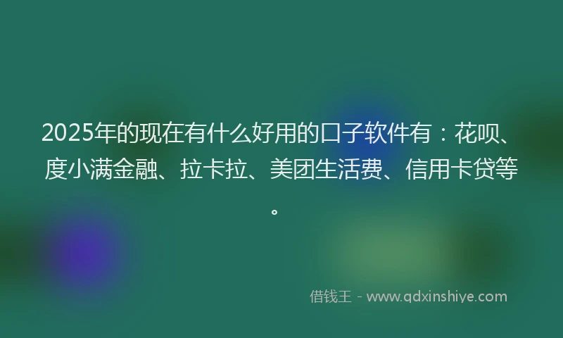2025年的现在有什么好用的口子软件有：花呗、度小满金融、拉卡拉、美团生活费、信用卡贷等。