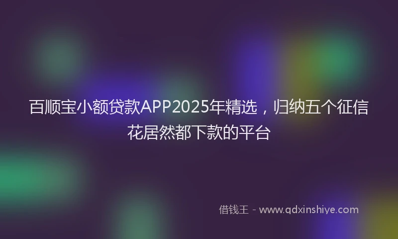 百顺宝小额贷款APP2025年精选，归纳五个征信花居然都下款的平台
