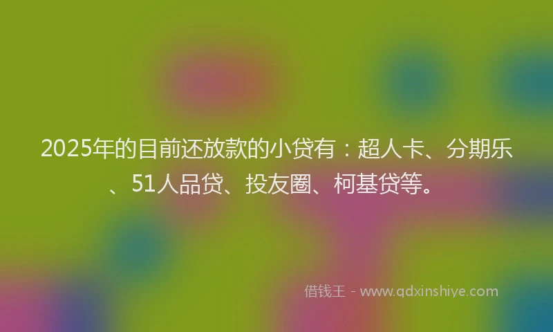 2025年的目前还放款的小贷有：超人卡、分期乐、51人品贷、投友圈、柯基贷等。