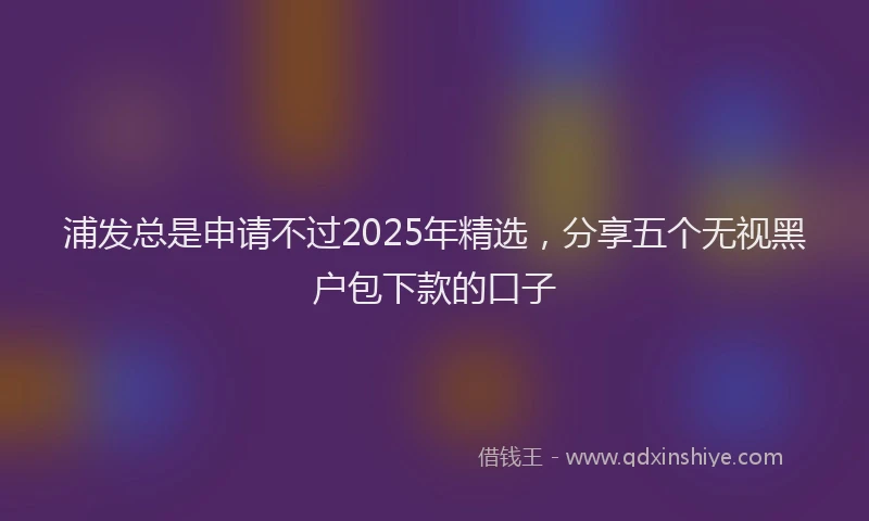 浦发总是申请不过2025年精选，分享五个无视黑户包下款的口子