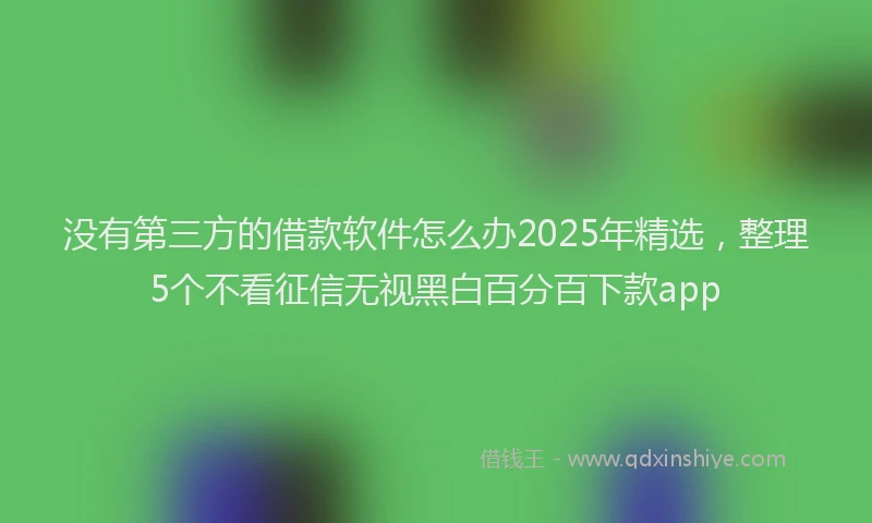 没有第三方的借款软件怎么办2025年精选，整理5个不看征信无视黑白百分百下款app