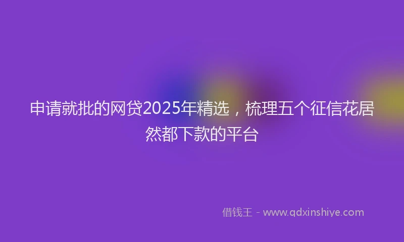 申请就批的网贷2025年精选，梳理五个征信花居然都下款的平台