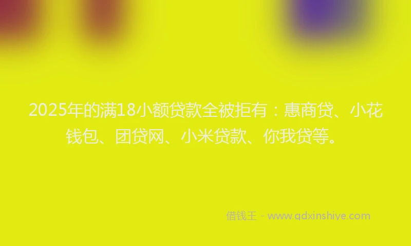 2025年的满18小额贷款全被拒有：惠商贷、小花钱包、团贷网、小米贷款、你我贷等。