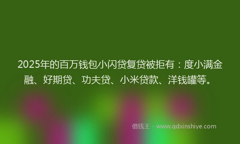 2025年的百万钱包小闪贷复贷被拒有：度小满金融、好期贷、功夫贷、小米贷款、洋钱罐等。