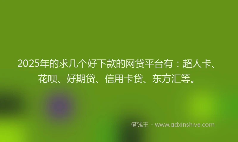 2025年的求几个好下款的网贷平台有：超人卡、花呗、好期贷、信用卡贷、东方汇等。