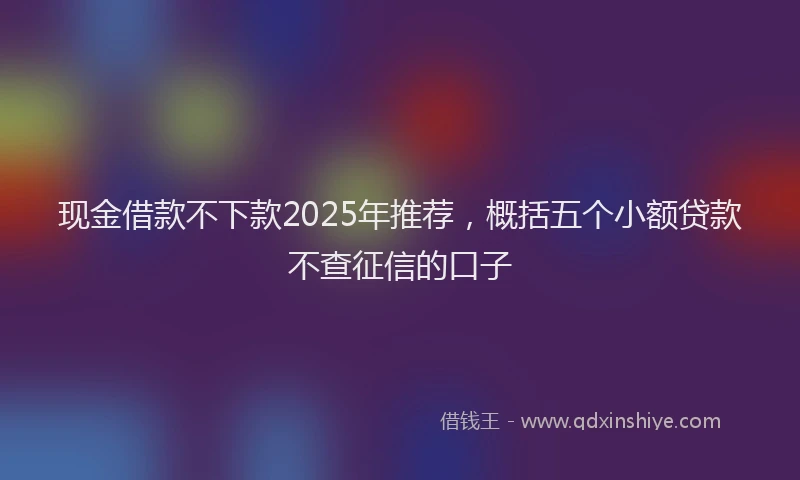 现金借款不下款2025年推荐，概括五个小额贷款不查征信的口子