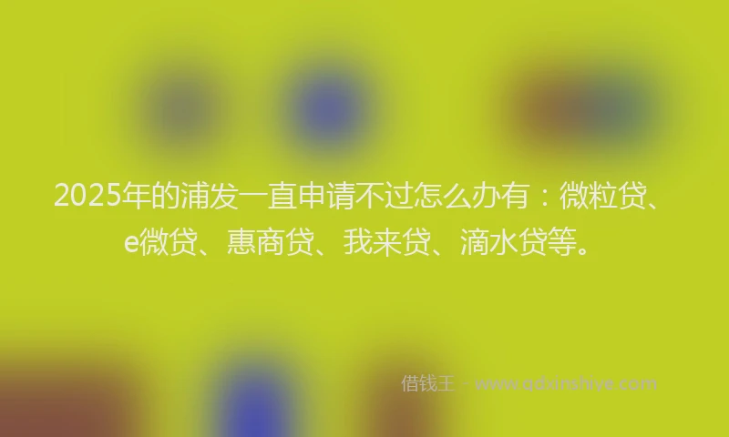 2025年的浦发一直申请不过怎么办有：微粒贷、e微贷、惠商贷、我来贷、滴水贷等。