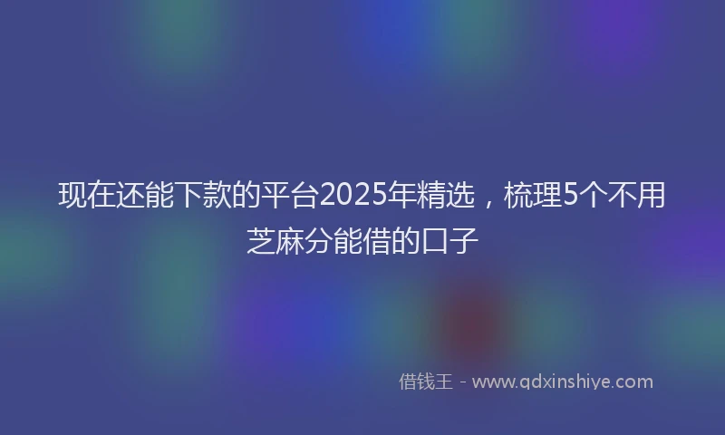 现在还能下款的平台2025年精选，梳理5个不用芝麻分能借的口子