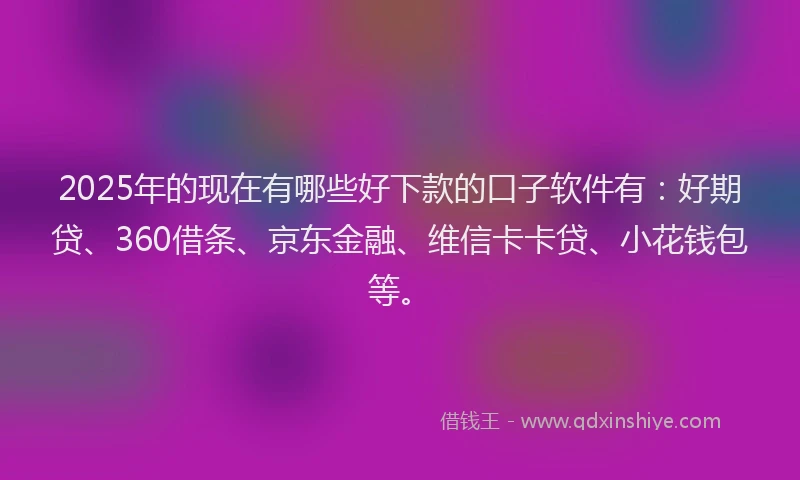 2025年的现在有哪些好下款的口子软件有：好期贷、360借条、京东金融、维信卡卡贷、小花钱包等。
