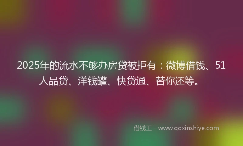 2025年的流水不够办房贷被拒有：微博借钱、51人品贷、洋钱罐、快贷通、替你还等。