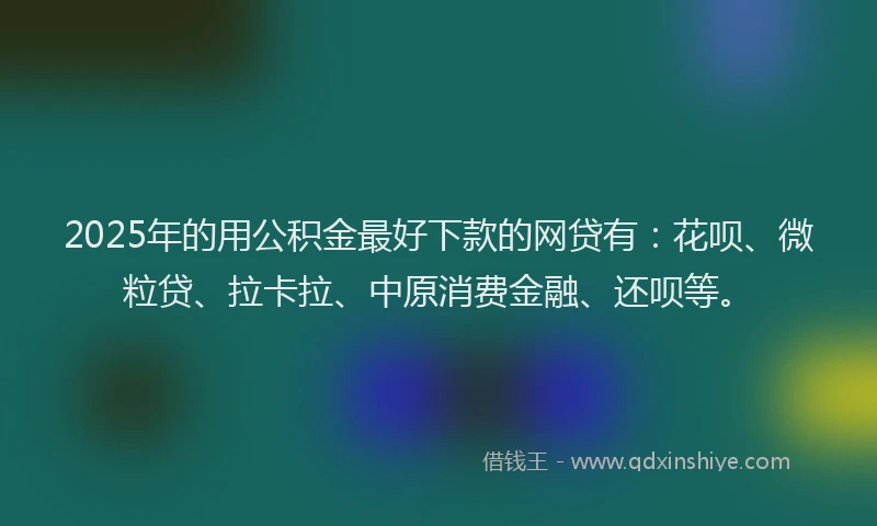 2025年的用公积金最好下款的网贷有：花呗、微粒贷、拉卡拉、中原消费金融、还呗等。