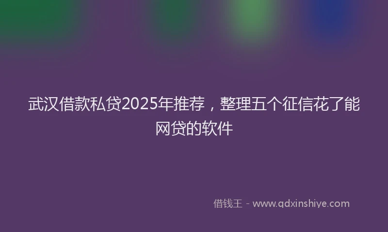 武汉借款私贷2025年推荐，整理五个征信花了能网贷的软件