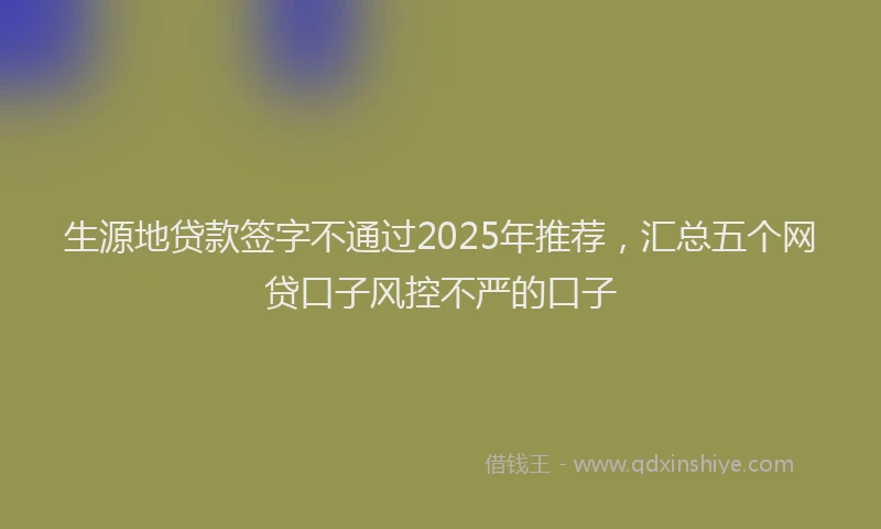 生源地贷款签字不通过2025年推荐，汇总五个网贷口子风控不严的口子