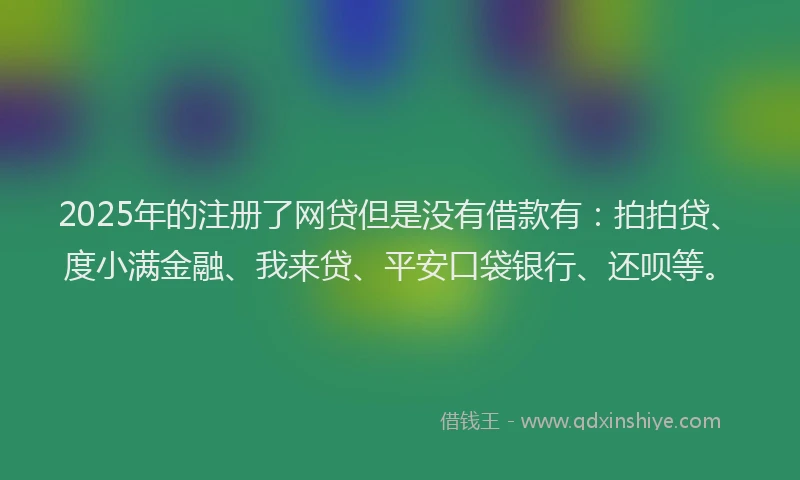 2025年的注册了网贷但是没有借款有：拍拍贷、度小满金融、我来贷、平安口袋银行、还呗等。